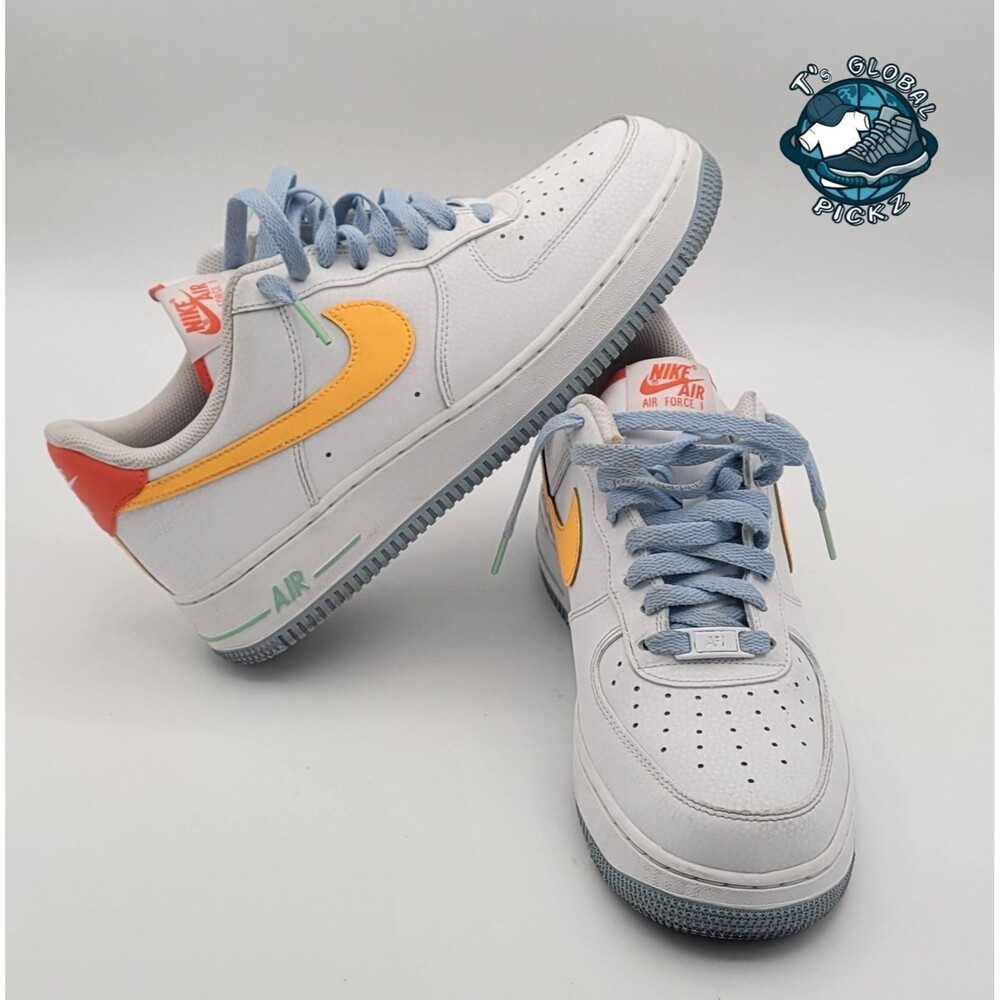 Nike Air Force 1 '07 LV8 'Be Kind' DC2196-100 Men's Size 8 Orange Yellow White